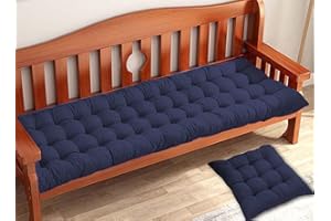 Waigg Kii Thick Garden Bench Cushion 2 3 Seater Bench Pad 80/100/120cm,Rectangle Cotton Bench Cushions Pad for Chaise Swing Indoor Outdoor (120x50cm,Blue)