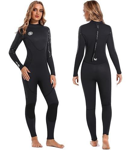 Yikayin Wetsuit voor dames, 3/2 mm wetsuits voor dames, volledige lengte met ritssluiting aan de achterkant, neopreen duikpak voor dames met lange