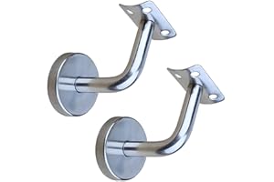 JINMINAMZ Jingming - 2 staffe per corrimano, in acciaio inossidabile, lucidato, argento, montaggio a parete, per soffitta interna, barra di supporto per corridoio