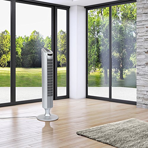Oramics 108513 Turmventilator mit Fernbedienung, silber, 75 x 22 x 22 cm