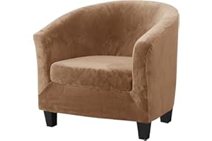 MINGPINHUIUS Tub Chair Cover 2 Piece Set - Upgraded 2 IN 1 Design Removable High Stretch Soft Velvet Sofa Couch Arm Bucket Chairs Armchair Seat Covers with Cushion Cover for Dining Living Room Office Reception