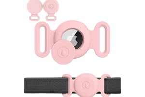 ANEI Waterproof Airtag Case for Dog Cat Collar, Apple Air Tag Protective Holder GPS Tracking Finder for Pet, Silicone Case for Dog Collar Cat Loop Holder Pet Accessories, Pink - L