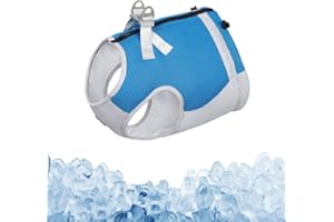 PetSmiler Gilet Refrigerante Cane - Cappottino Refrigerante con Zip per Cani, Gilet Rinfrescante Cani per Giornate Estive Calde, Giubbotto Refrigerante per Cani Taglia Media Grande, Blu S