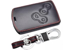 Qirc Ensemble de housses de clé de voiture en cuir pour Clio Scenic Megane Duster Sandero Captur Twingo Koleos Porte-clés Smart Car Key, Red Line