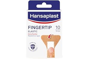 Hansaplast Fingertip Elastic Apósitos adhesivos para la yema de los dedos, apósitos para heridas en dedos repelentes al agua y extraflexibles, bloquean el 99% de las bacterias, 10 unidades