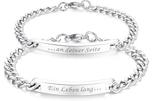 coai® Acero inoxidable His y Hers alemán palabras relación par pulseras