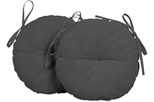 Vargottam Outdoor Porch 15 inch Round Bistro Chair Cushion- Waterproof Seat Chair Pad For Home/Office- Set Of 2 Dark Gray