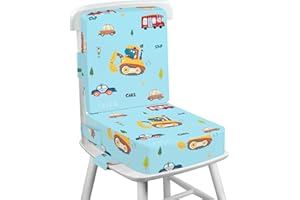 Wooshwa Sitzerhöhung Stuhl Kind für Den Tisch - Waschbar Sitzerhöhung Stühle mit verstellbaren Sicherheitsgurten Im Alter Von 1+ Jahren (Bagger)