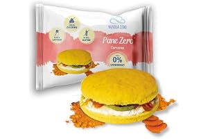 Nuvola Zero – gurkmeja noll smakbröd, noll kolhydratbröd, sockerfri, laktosfri, rik på fiber och protein, glutenfri, 47 g pack, tillverkad i Italien