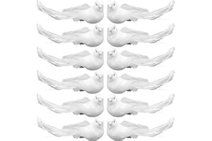 Ezebesta Weiße Vögel Weihnachtsdekoration Groß Schöne Vögelchen Lebensecht Christbaum Hochzeitsdeko (12 Stück)