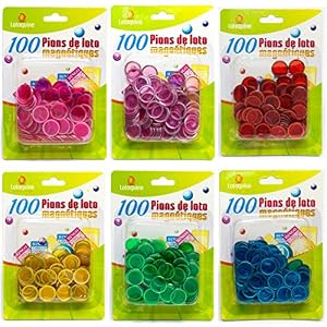 LOTOQUINE – 100 peones de lotería magnéticos – Color Aleatorio