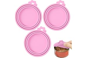 Violotoris 3 Pcs Yoghurt Pots with Lids, Yogurt Pot Lids, No Special Odor, Good Sealing, High Flexibility, Easy to Clean, for Large, Medium, Small Pet Food Cans(Pink)