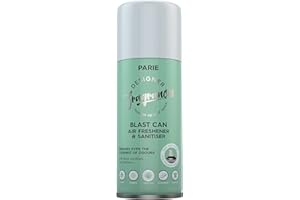 Designer Fragrances Parie Blast Can – Air Freshener & Sanitiser, Use in the Car, At Home, On Furniture, On Shoes – Dry Mist Quick Release Spray – Spray Once to Deodorize & Neutralise Smells – 400ml