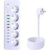 Akım Korumalı Grup Priz 5 USB'li ve 5 TYPE-C li 5'lı Grup Priz 2 m Kablo &Ccedil;ocuk Korumalı