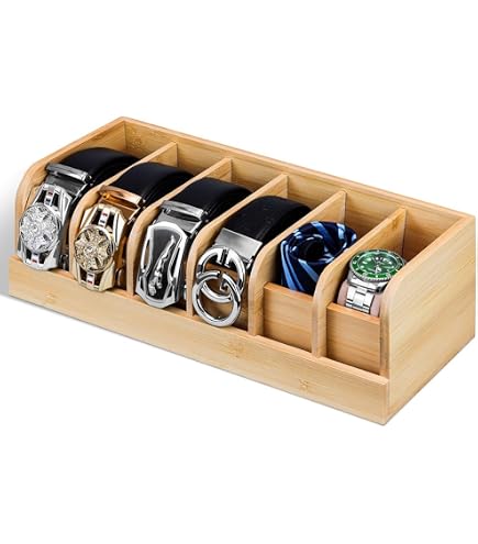 Boîte De Rangement Pour Ceintures En Bois – Niciksty – 6 Compartiments – Organisateur Placard Ou Tiroir