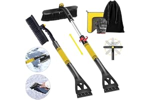 HEYIDAMAI Eiskratzer Auto mit Besen,Eiskratzer Teleskop mit Besen,Auto Schneebesen,Schneebesen Auto Teleskop,3 in 1 Erweiterbar Abnehmbarer Eisschabe 360 Grad Bürstenkopf Schneebürste für Auto LKW SUV