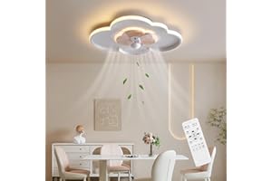 Baerolc Ventilador de Techo con Nube de Luz, 50CM, 32W Regulable LED Lámpara con Ventilador de 6 Velocidades para Dormitorio Salón Cocina