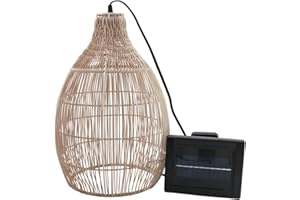 Lumisky Suspension solaire bohème naturel style vannerie tressée LED blanc chaud HOLIDAY H42cm