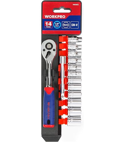 WORKPRO Steckschlüssel-Set 3/8 Zoll – 14-teilig, 72-Zahn-Ratsche, Mit Magnet-Halter