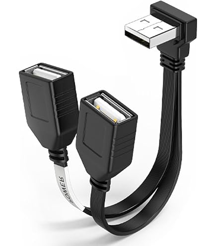 USB-Splitterkabel 90 Grad Links – USB-A Auf 2 Buchsen, Für Daten & Laden, Unterstützt Apple/iPhone & Alle Geräte