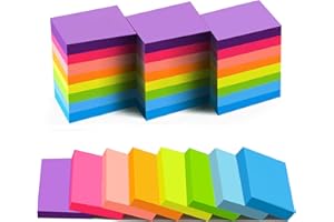 YEECOK 24 Packung Farbige Haftnotizen 51 x 38 mm, Selbstklebende Klebezettel, Helle Haftnotizzettel Bunte Rechteckig Sticky Notes für Büro Zuhause Schule Sitzung, 75 Blätter/Block