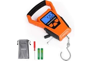 aokuy Cyfrowa waga wędkarska, waga bagażowa, waga wisząca, 50 kg, wyświetlacz LCD z podświetleniem, wodoszczelna torba (baterie wchodzą w zakres dostawy)