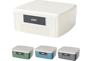 Aartner Abschließbare Box, 25 x 20 x 10cm Abschliessbare Box, ABS Medikamentenbox mit Zahlenschloss, Doppellagig Medizinbox Groß Medizinkoffer Mit Trennwand und Zahlenschloss (Weiß)