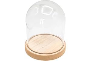 MÉGACRÉA Cloche Acrylique et Socle en Bois 11,5 x 13 cm