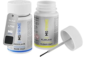 ‎MGPRIME MG PRIME Autolack Lackstift Set für Audi LZ9W / 4Z Ebonyschwarz Perleffekt/Ebony Black Pearl Basislack Klarlack je 50ml