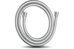 OFFO Tubo Doccia 1.6 m, con Protezione Antitorsione, Flessibile Doccia in PVC, Tubo Doccia Flessibile Alta Pressione di Ricambio, per rubinetti del Bagno, Argento