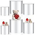 DoubleFill 6 Pcs Tall Acrylic Stands for Display, 4, 5, 6 Inches Round Nesting Risers Stands Tabletop Acrylic Display Shelf with Hollow Bottom for Party Cake Buffet Food Jewelry Cylinder(Clear)