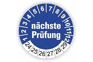 ‎FASSBENDER-DRUCK PRÜFPLAKETTEN Fassbender-Druck PRÜFPLAKETTEN - Hochwertige Prüfetiketten NÄCHSTE PRÜFUNG Ø 30mm - Selbstklebende PVC-Folie - Wartungsetiketten für Prüfung - Prüfplakette für Prüfungsnachweis (10 Stück)