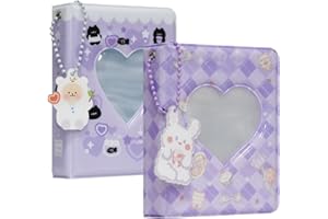 BABYFOND 2 Pcs 3 Inch Kpop Photocard Holder Book Mini Photo Photocard Album Kpop Photocard Binder 40 Pockets with Cute Bracelet Photo Card Holders (purple)