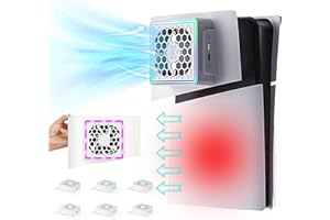AriKroii Lüfter für PS5 Slim, PS5 Slim Kühlung mit 3 Stufen Windstärke/RGB-Lichter/Zusätzlichen USB2.0 USB-Hubs, PS5 Kühlgebläse Zubehör für PS5 Slim Disc & Digital Editions