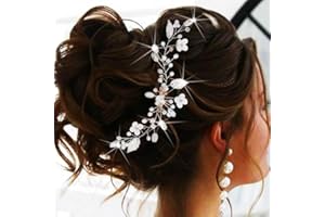 Unicra Peine para el pelo de novia con flores plateadas, accesorios para el cabello para mujeres y niñas