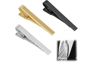 YUEJIESELECTED 3 Pièces Pince à Cravate pour Homme, Pince à Cravate Slim, Pince à Cravate Cuivre, Pinces à Cravate Dorées et Argentées, Pinces à Cravate Classiques pour Mariage Business set Pinces à Cravate Serrées