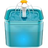 AONBOY Fontanella per Gatti, Fontana per Gatti Silenziosa, Fontanella per Cani, Fontanella Gatti con Luci a LED, 2 Litri, con