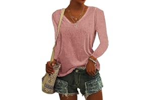 ASKSA Femme T-Shirt Débardeur Col en V à Mancherons été Couleur Unie Sport Tee Hauts Chemises Amples de Base Shirts