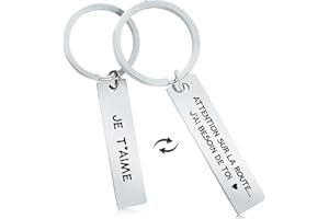 COLOFALLA Porte-clés Voiture Gravé Recto Verso avec Texte d'Amour et Boîte d'Emballage Noire Cadeau Fête Noël Anniversaire Saint-Valentin Mariage Fiançailles pour Papa Maman Ami Couple