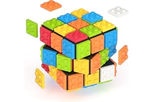 Roxenda Brick Magic Speed Cube 3x3, Puzzles with Cube Bricks Creative Building Blocks Puzzle 3D Fast Toys Fun Playing for Kid & Adult (Negro)