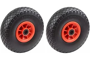 Elkoza® 2x10" 3.00-4 4PLY Premium Quality 20mm 250X75 Pneumatic Wheelbarrow Wheels Sack Truck Trolley Wheel Solid Tyre Complete for Garden Heavy Duty Trolley Barrow Truck Replacement Wheelbarrow Wheel