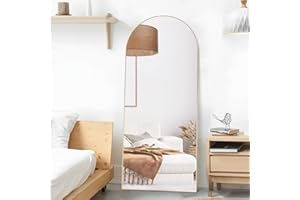 Elemango 165 x 60 cm gewölbter Bodenspiegel, Gold Ganzkörper-Wandspiegel mit Aluminiumrahmen, gewölbter Oberseite, zum Aufhängen oder Anlehnen, Ankleidespiegel für Schlafzimmer, Wohnzimmer, Gold