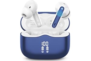 XINWLD Écouteurs Bluetooth 5.4, 2025 Ecouteurs sans Fil avec ENC Réduction Antibruit Mic, 40H HD Son Stéréo Durée de Lecture, Oreillette Bluetooth IP7 Étanche, Écran LED, Casque pour Android iOS, Bleu Royal