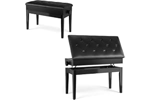 ‎CLEVICH Clevich Doppelte Klavierhocker Höhenverstellbar 48-58CM, Pianobank mit Stauraum, Klavierbank mit PU Lederkissen, Klavierstuhl Heavy Duty, Tastatur Piano Bench bis 200KG Belastbar, Schwarz