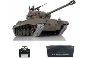 wheelfun Heng Long 1/16 Scale 7.0 Upgraded M26 Pershing RTR RC Tank 3838 Metal Tracks 340° Rotating Turret Infrared Combat Lifting Barrel Light Sound, TH17304-AMZUS2