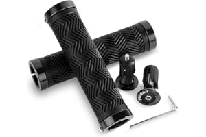 LYCAON Puños de Manillar de Bicicleta, Dos Lados de Bloqueo Antideslizante de Caucho Mango de Bicicleta con Bloqueo de aleación de Aluminio, Agarre de la Bici