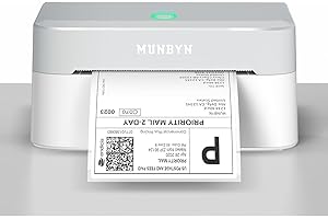 MUNBYN Bluetooth Shipping Label Printer, 4x6 Thermal Label Printer for Small Business, Compatible with iPhone, Android, Windows, macOS, Etsy, Shopify, eBay, Royal Mail, DHL, DPD, Evri, 403B, White