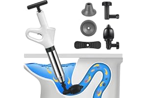 ALLILUYAA Deboucheur WC Puissant, Deboucheur Toilette Avec BaromèTre, Pompe Deboucheur Canalisation avec Quatre Ventouses,pour Lavabos, Siphons de Sol, Toilettes, Obstruction de Tuyaux