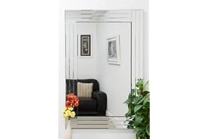 MirrorOutlet Modern Bevelled Triple Edge Modern Venetian Mirror, Silver, 120 x 80 cm,YC028