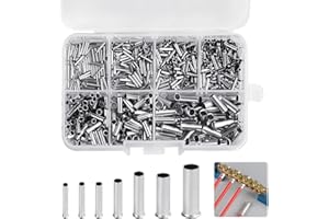 DIKEBAO 600Pcs Wire Ferrules Kit 10-22 AWG Non-Insulated Ferrule Crimp Terminals Wire End Copper Crimp Pin Cable Ends Connectors End Butt Connector Mini Bare Tube Ferrule for DIY Electrical Project